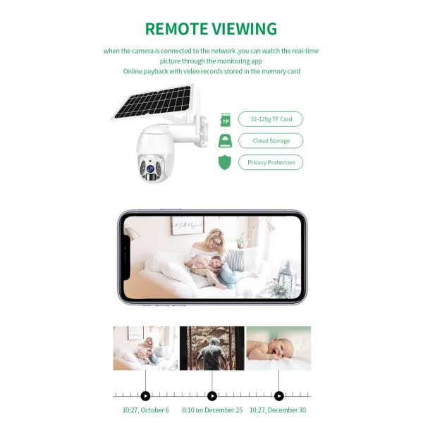 1080P Wifi Outdoor 4X Digital Zoom AI Human Detect Wireless Solar Camera H.265 P2P Audio 2MP 3MP