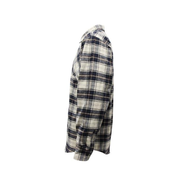 200GSM 100% Cotton Long Sleeve Checked Shirt Navy And Off White Color