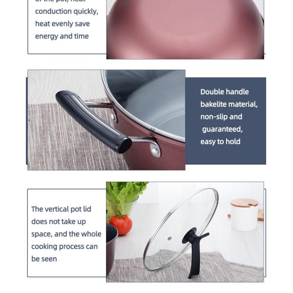 6 Pieces Red Cast Iron Cookware Set Nonstick Soup Pots For Kitchen