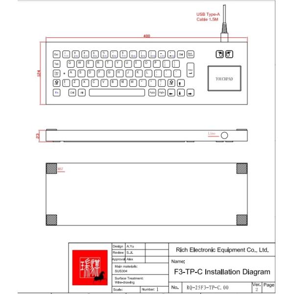 IP65 Industrial Stainless Steel Keyboard Desktop Keyboard waterproof dustproof -40℃