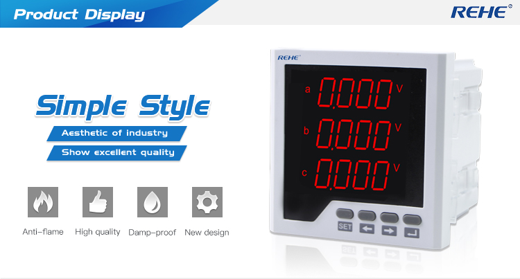 3 phase Multimeters power analyzers electrical power meter with wide power supply