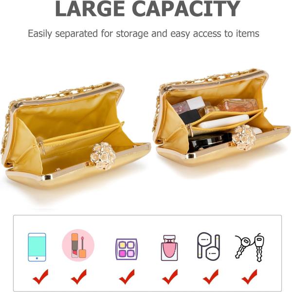 Evening Bag Clutch Purses for Women Rhinestones Purse Sparkling Party Shoulder Handbag Wedding Bag with Chain