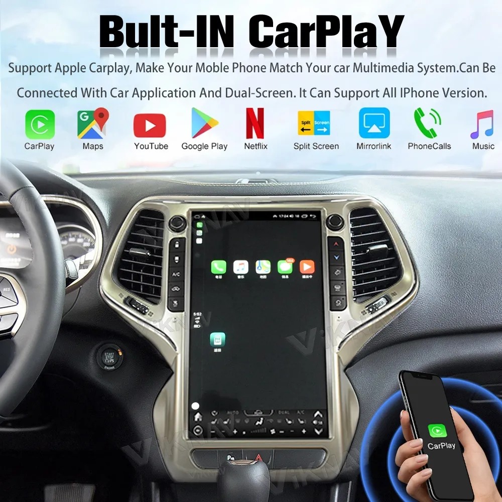 14.4 Inch Android Screen Car radio For 2016-2019 Jeep Grand Cherokee 128G Navigation GPS Multimedia Player Carplay 4G