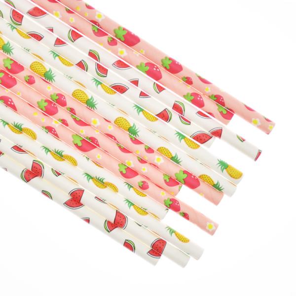 197mm 8mm Coloured Flamingo Fall Red And White Striped Disposable Paper Straws