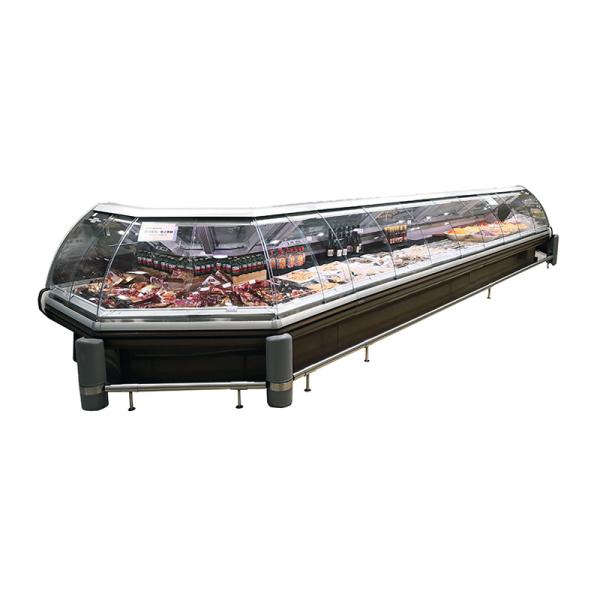 Quality Refrigerated Display Counter With A Lift-Up Front Curved Glass Door For Serving Operations for sale