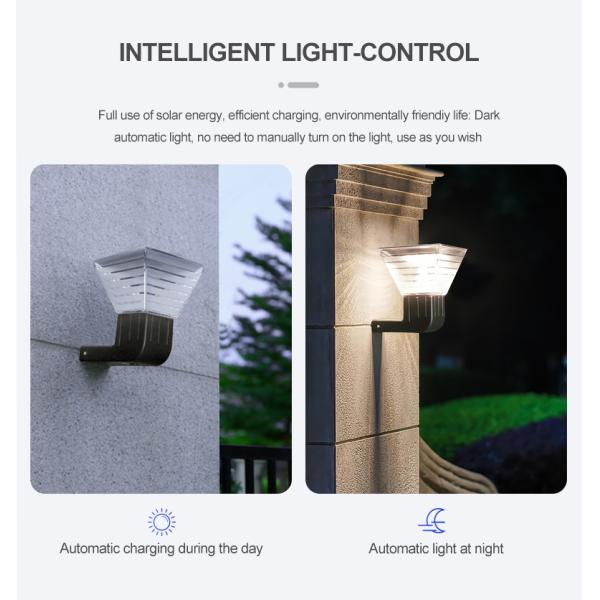 20W Square Deck to Dawn Solar Powered Wall Lights Upgraded Solar Fence Lamp 100lm