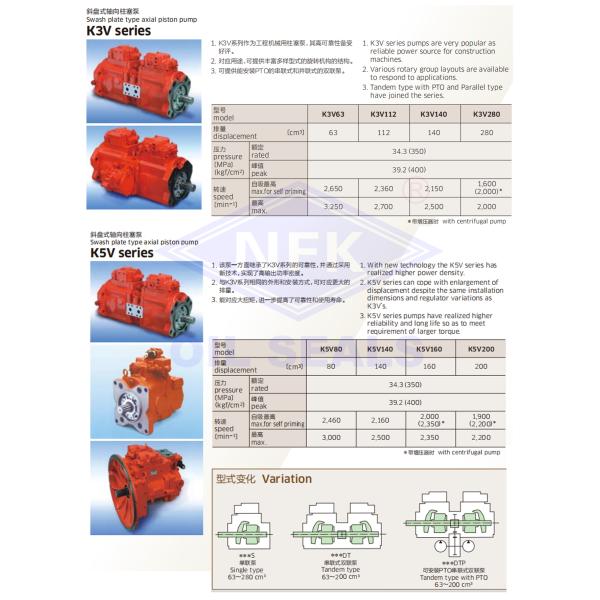 Original K5V80 Excavator SK200SR R150-9 Special Hydraulic Pumps for Kawasaki