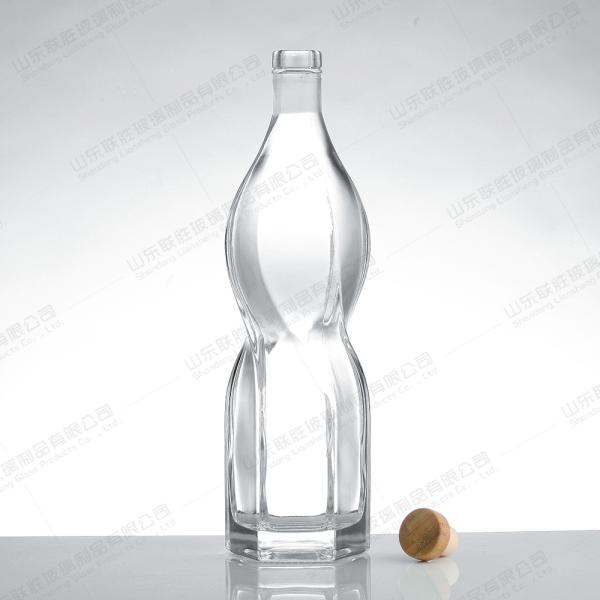 Unique Design Glass Liquor Bottle with Hexagonal Prism Shape and Customized Design