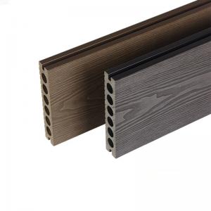China 3D Outdoor Wood Plastic Composite Flooring WPC Floor Panel 140x25mm Brown Insulation Courtyard Platform on sale