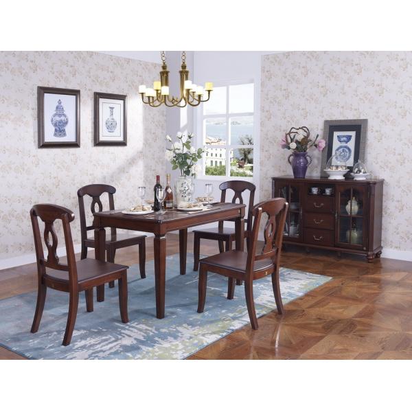 Rubber Wood Home dining room furniture Long and round dining table with 4/6 people Chair can by Upholstered cushion seat