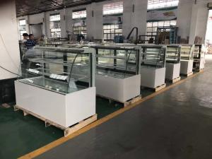 Wholesale Double Arc glass Commercial Cake Display Freezer With Convenient Casters from china suppliers