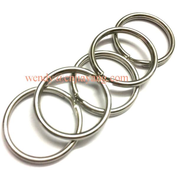 jiayang high quality polished shiny silver laser cut logo flat split key ring with engraved logo