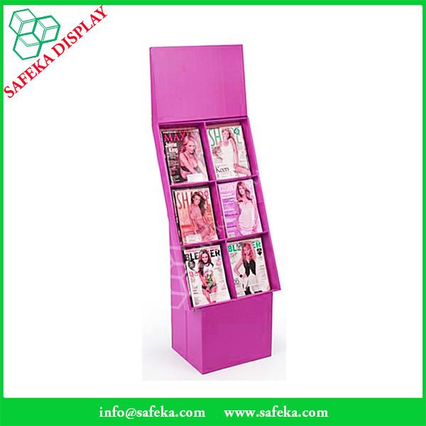 Quality Customized printing 6 pockets Paper material FSDU Cardboard floor Display book stand magazine display rack for sale