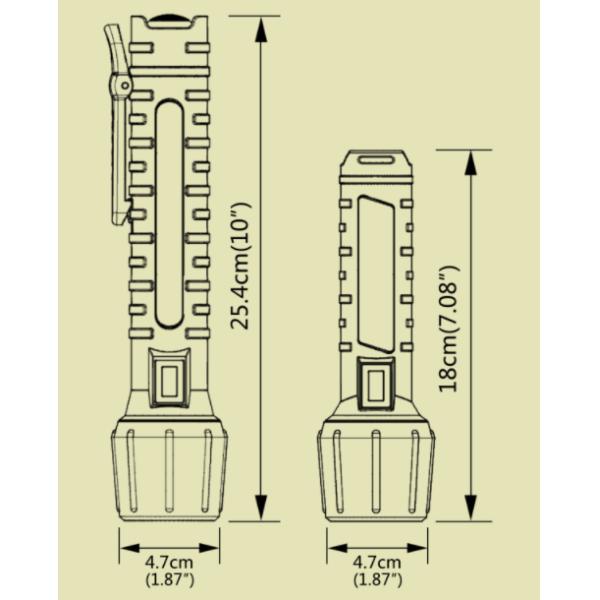 Flame Proof Rechargeable Led Torch High Power 10W PC Body 25000lux Brightness