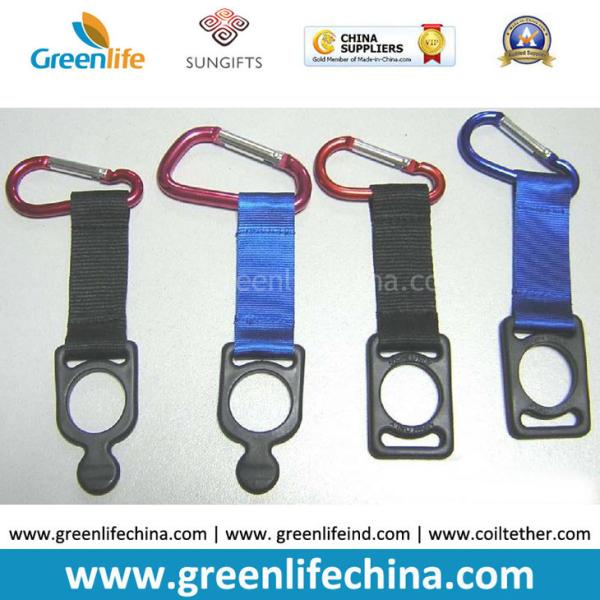 Quality Colorful aluminum high quality carabiner hooks D shape&gourd shape hooks w/black bottle holder for sale