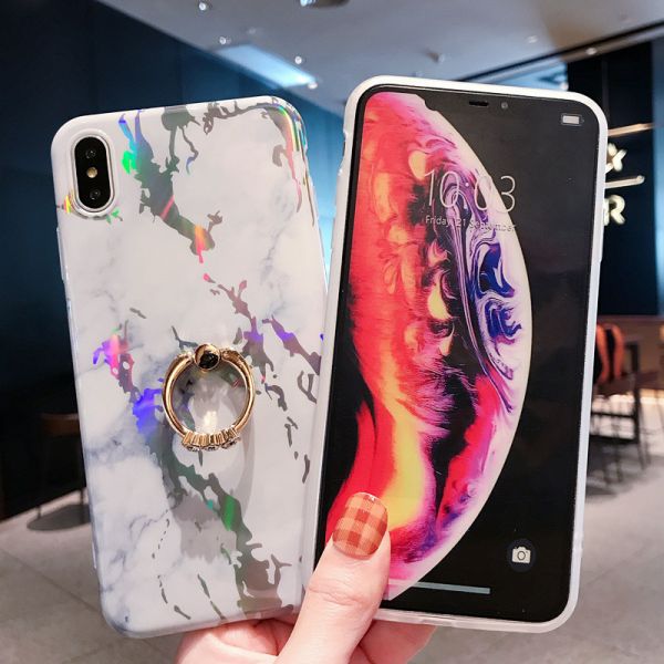 Iphone, Samsung & Huawei laser marble case with iRing, Iphone Xs Max TPU marble case with iRing, Samsung Note 8 case