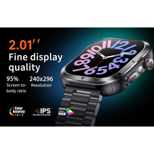 MK68 AMOLED Full Screen Men Smart Watch With BT Call Health Management 360mAh Battery