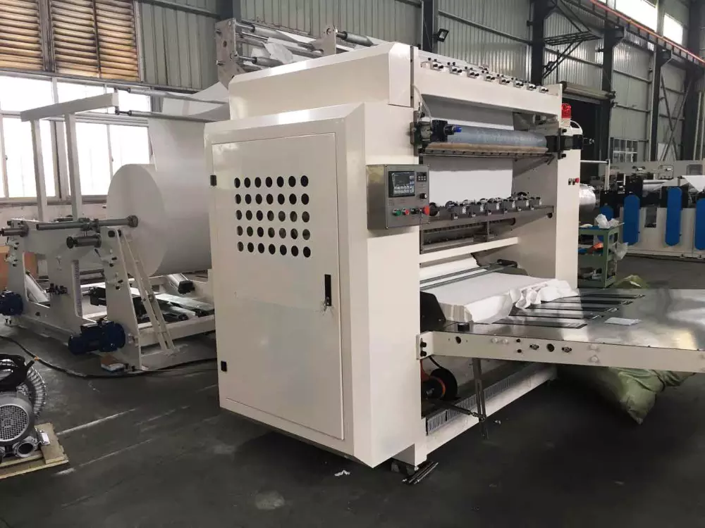 Sheet Roll Film Facial Tissue Packing Machine With Double Side Heat Sealing Function
