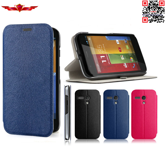 New Hot Selling 100% Qualify Ultra Thin PU Flip Leather Cover Case For MOTO G Colorful