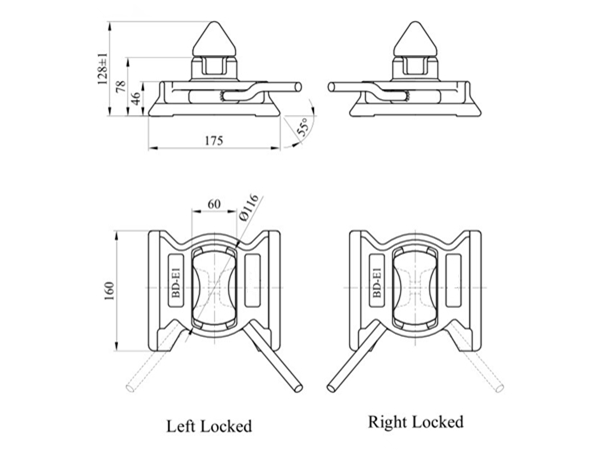 Loose Fitting On Deck Semi Automaticl Twistlocks Shipping Container Parts