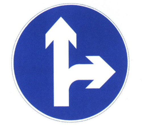 Road Turn Sign Sheet Direction Sign Board Round Traffic Steel Board with Bule And White Color