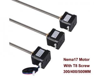 China Nema17 Stepper Motor Screw 17HS4401S-T8x8-300/400/500mm lead screw With Copper nut lead 8mm for 3d printer parts on sale