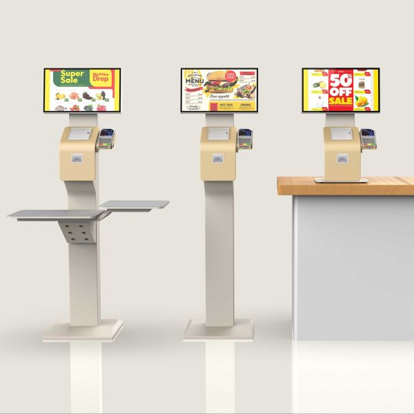15.6 Inch Touch Screen Self Service Kiosk With POS Payment QR Scanner For Food Ordering