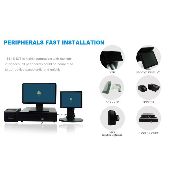 15.6'' Dual Screen DDR3 4Gb RAM Retail POS System PC