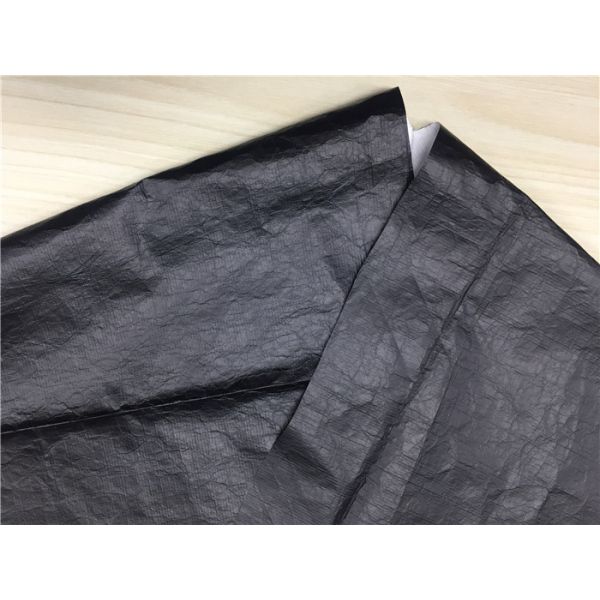 0.15mm With Black PU Garment Leather Fabric Dupont Paper Coated For Light Jacket