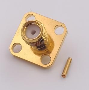 China customized SMA Coaxial Connector SMA Jack Connector With 4 Holes Flange Panel Mounting on sale