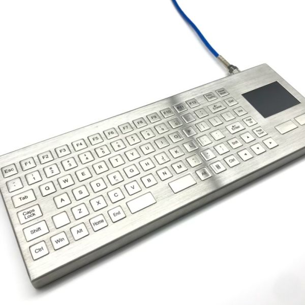 Stainless Steel Industrial Keyboard With Touch Pad IP67 Signal Isolation Barrier