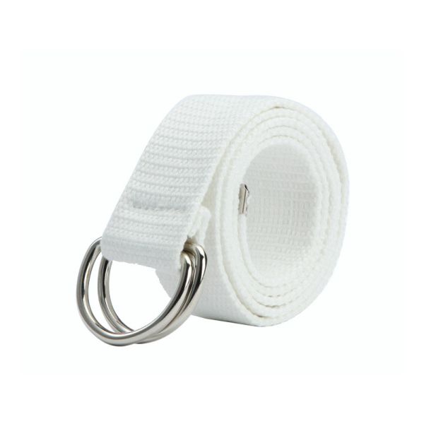 Canvas Knitted Belt 110cm Double D Ring Belt Unisex Cotton Web