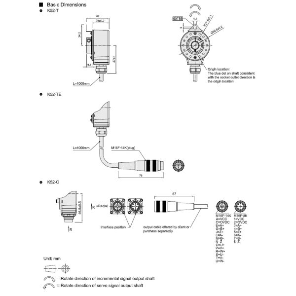 8192ppr 8 Poles Incremental Position Encoder K52 Hollow Shaft UVW Signal Line Driver Output