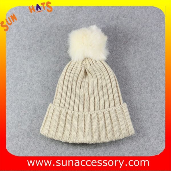 AK170191 Sun Accessory cheap knitted beanie hats with pom pom