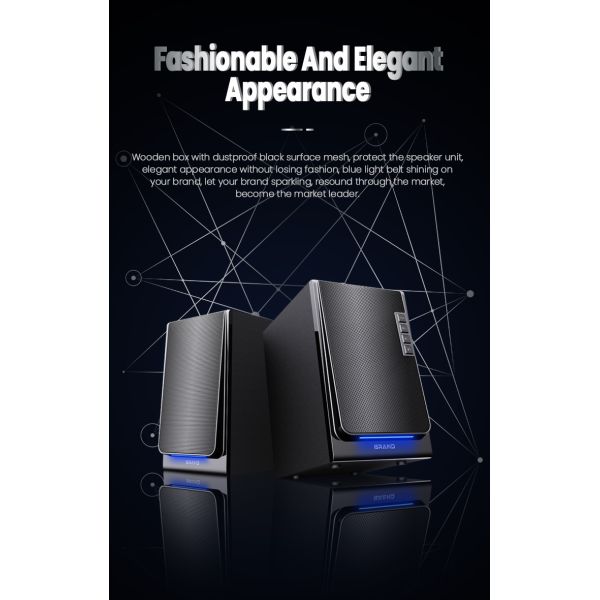 Desktop Speakers Wireless HiFi Wooden Black Bookshelf Speakers with Remote Control