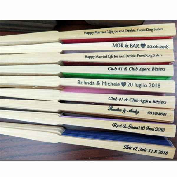 Rib Fabric Bamboo Small Folding Hand Fan Custom Logo Multicolor