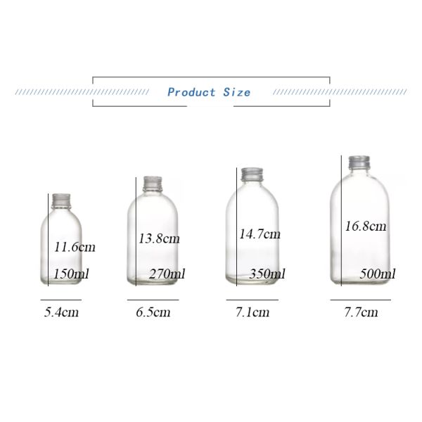 Transparent Frosted 350ml 500ml Beverage Juice Glass Bottles With Screw Lid