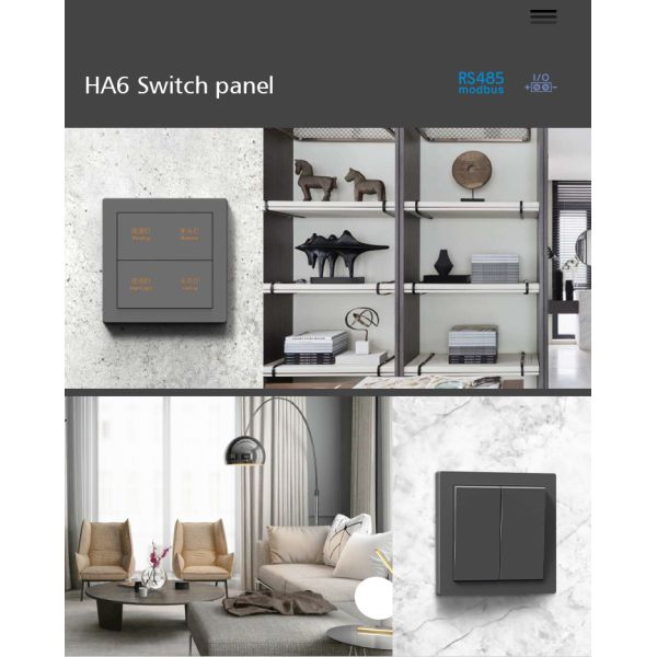 86mm Modbus Wall Switch , Home Lighting Switches Two Gang Push Button