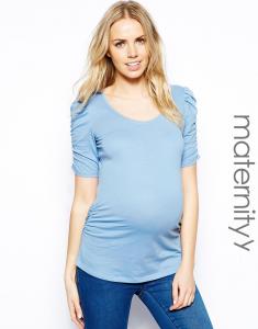 China Sky blue maternity clothes cheap with ruffle sleeve cloth for pregnance women on sale