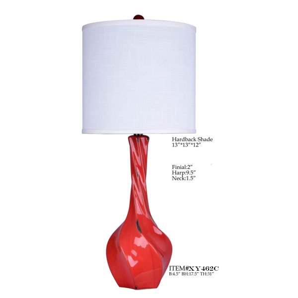 Modern Chrome Ceramic Vase Lamp D13*31" With Cream Drum Shade