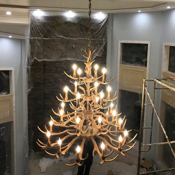 Moose antler resin chandelier for hotel Porject Lighting (WH-AC-03)