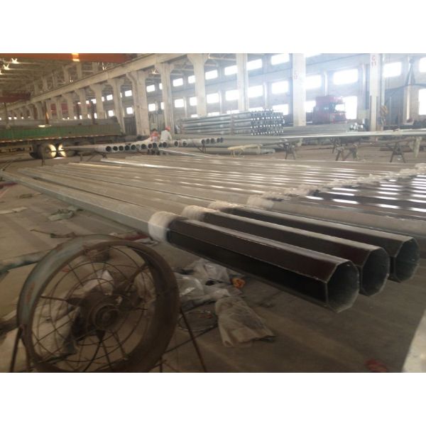 Galvanized 25M 69kv Power Distribution Pole / Electrical Power Transmission