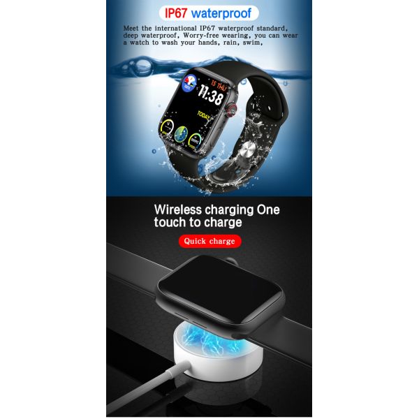 Silica Gel 1.75 Inch Touch Screen Smartwatch 170mAh Rechargeable