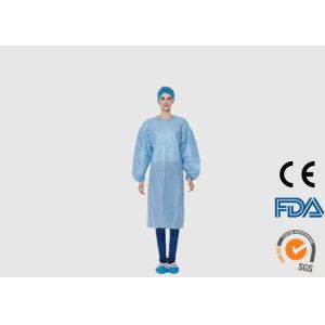 Wholesale 40G SMS Disposable Protective Wear , Blood Proof Blue Surgical Gown from china suppliers