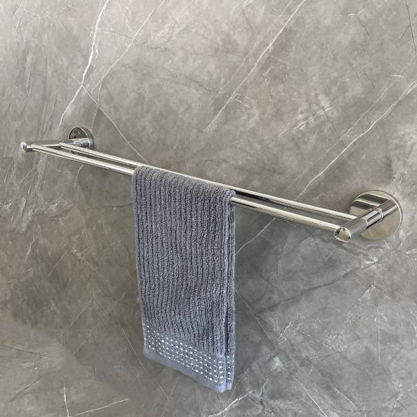 650mm Double Bathroom Towel Bars Rack SUS304 Wall Mount Polished Finish