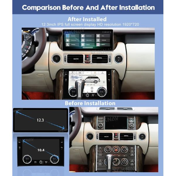 12.3Inch Touch Screen Stereo For 2002-2012 Range Rover V8 L322 128G Navigation GPS Multimedia Player Wireless Carplay 4G