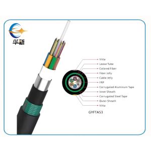Wholesale Underground direct buried FRP Strength Member Outdoor Fiber Optic Cable Double Armored Fiber Optic Cable GYFTA53 Anti-Rodent APL Tape Double Sheath from china suppliers