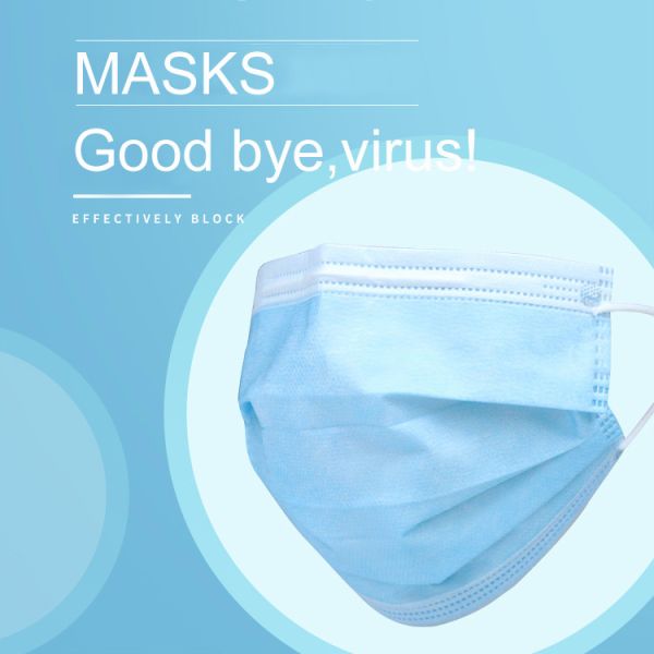 Safe Breathable Non Woven Fabric Face Mask Anti Virus 3 Ply Protective Civil Use