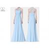 Light Blue Wedding Bridesmaid Dresses Shoulder See Through Tulle Chiffon Fabric for sale