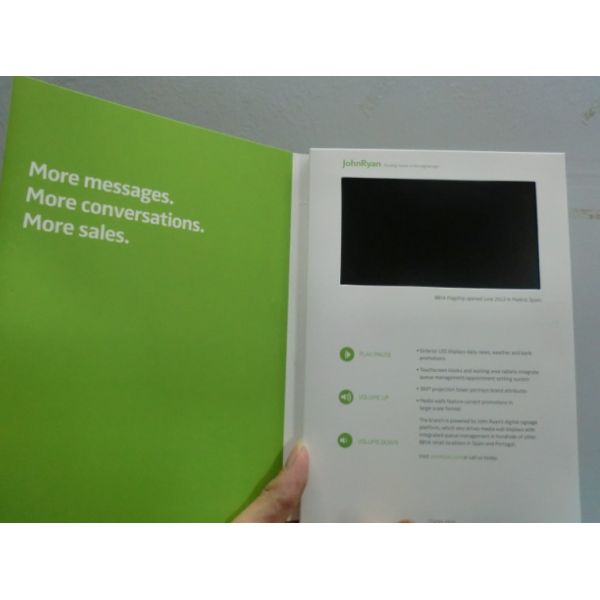 Portable Folder Video In Print Brochure , HD 1080P LCD Video Card LCD Support
